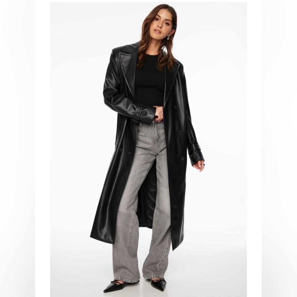 Leather trench coat